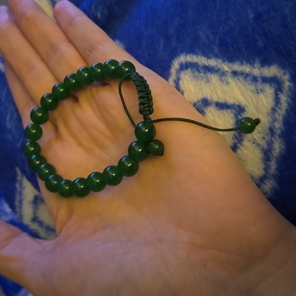 Handmade Jewelry - Natural gemstone Green Jade adjustable bracelet handmade c453